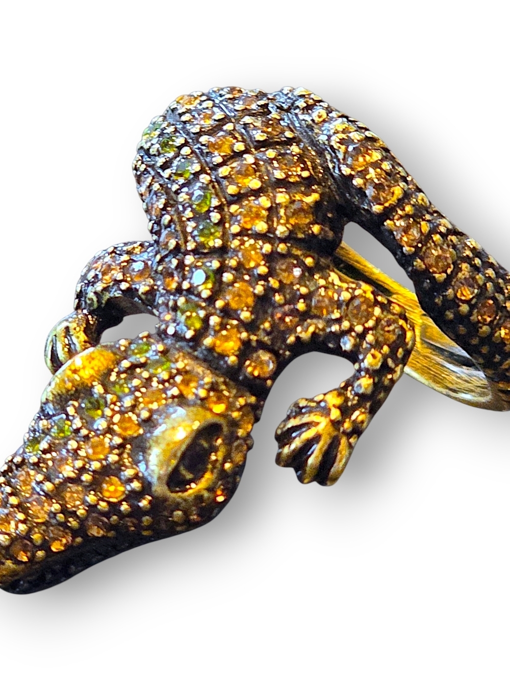 Gold tone Crystal Alligator Ring - Vintage Avon- Animal Magnetism Collection Y2K